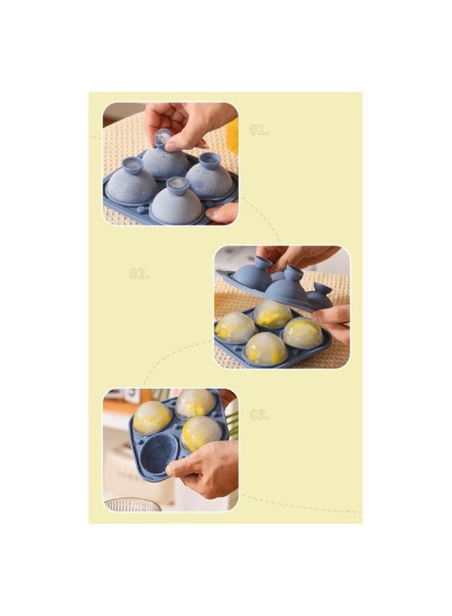 Spaceshoop Silicone Ice Ball Maker Mold 4 Cavity Large Sphere Ice Tray with Lid Flexible and Easy Release BPA Free for Cocktails Whiskey and Iced Coffee Multicolor - Image 1